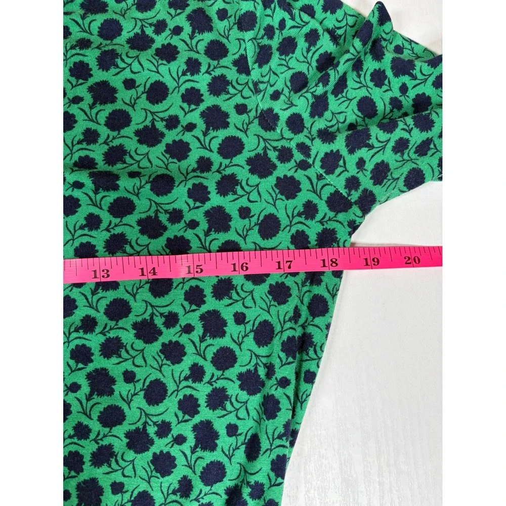 Boden Womens Green Navy Blue Floral Jersey Midi Dress Long Sleeve Size 8R Modest